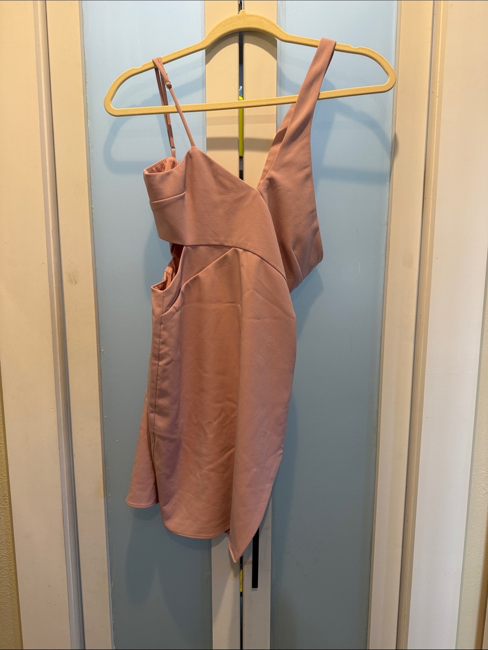 NBD Dusty Rose One-Shoulder Asymmetric Mini Dress